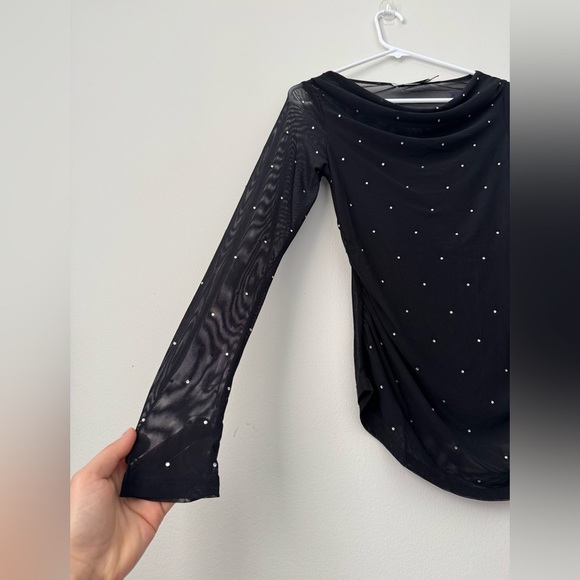 Rebbeca Minkoff Black Blouse Semi-Transparent Size S NWOT - Picture 4 of 8